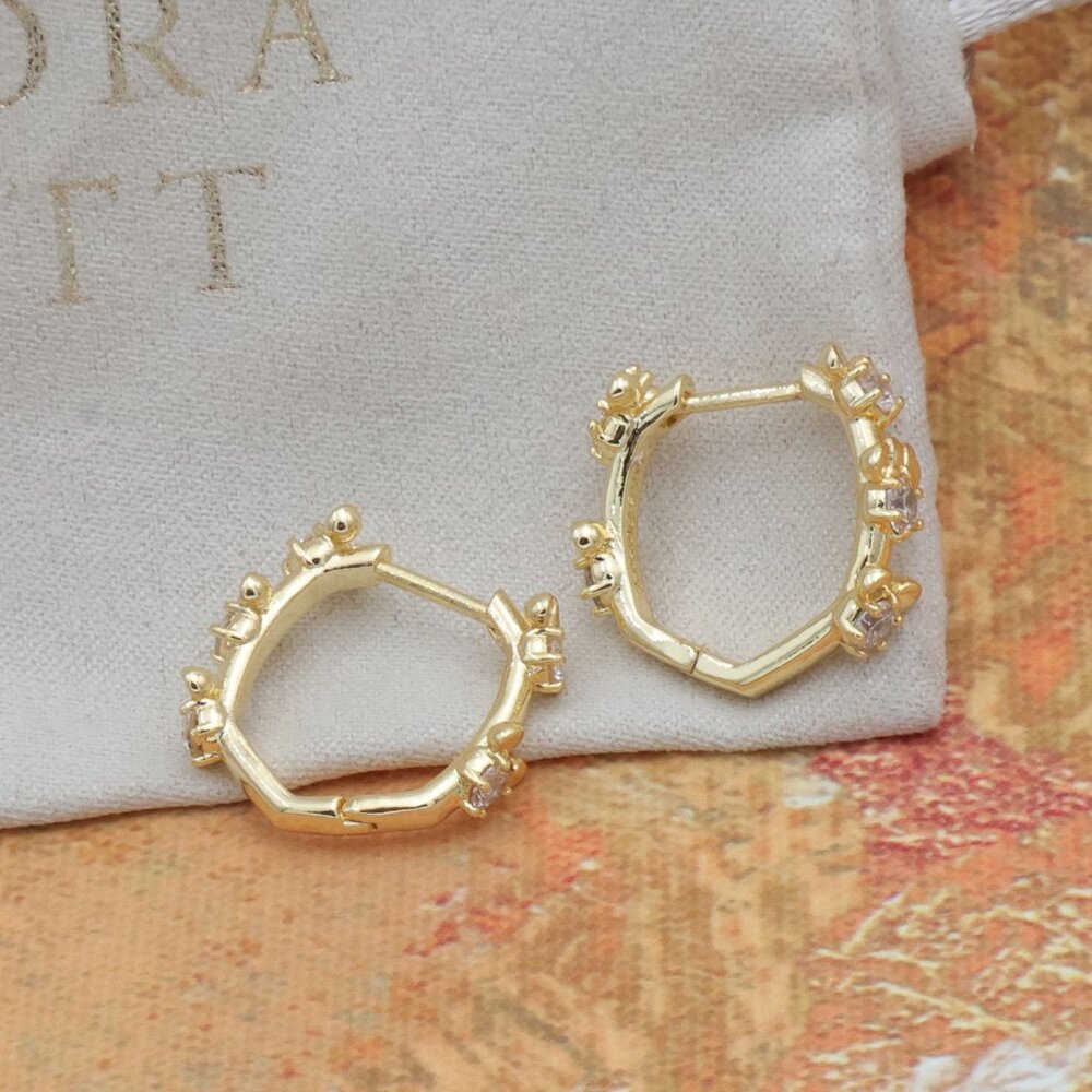 New Kendra Scott White Cz Disney Earrings Gold - Picture 2 of 2